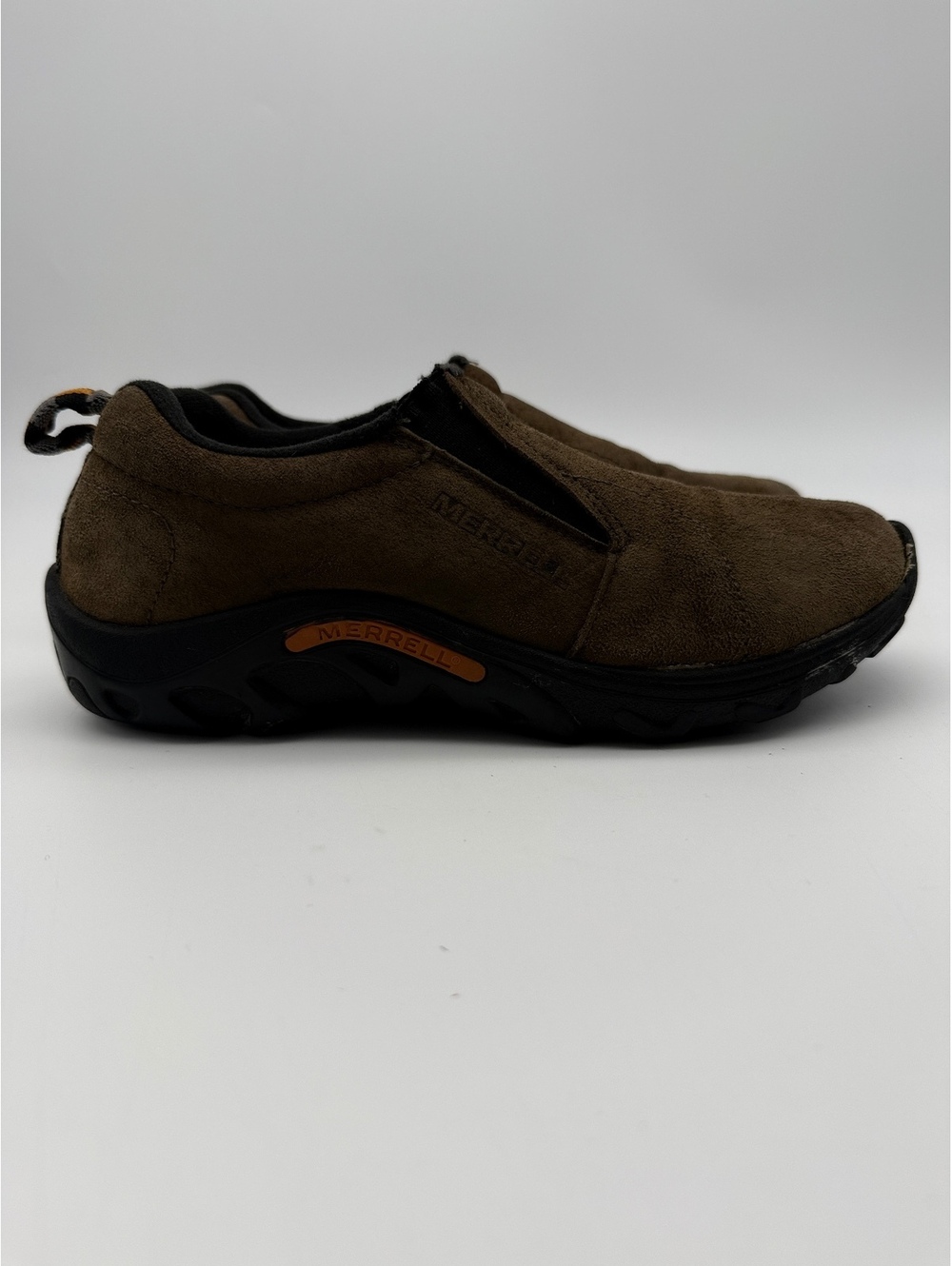 Merrell Jungle Moc Kids Slip On Shoes Gunsmoke Brown Suede Size 5 J95635